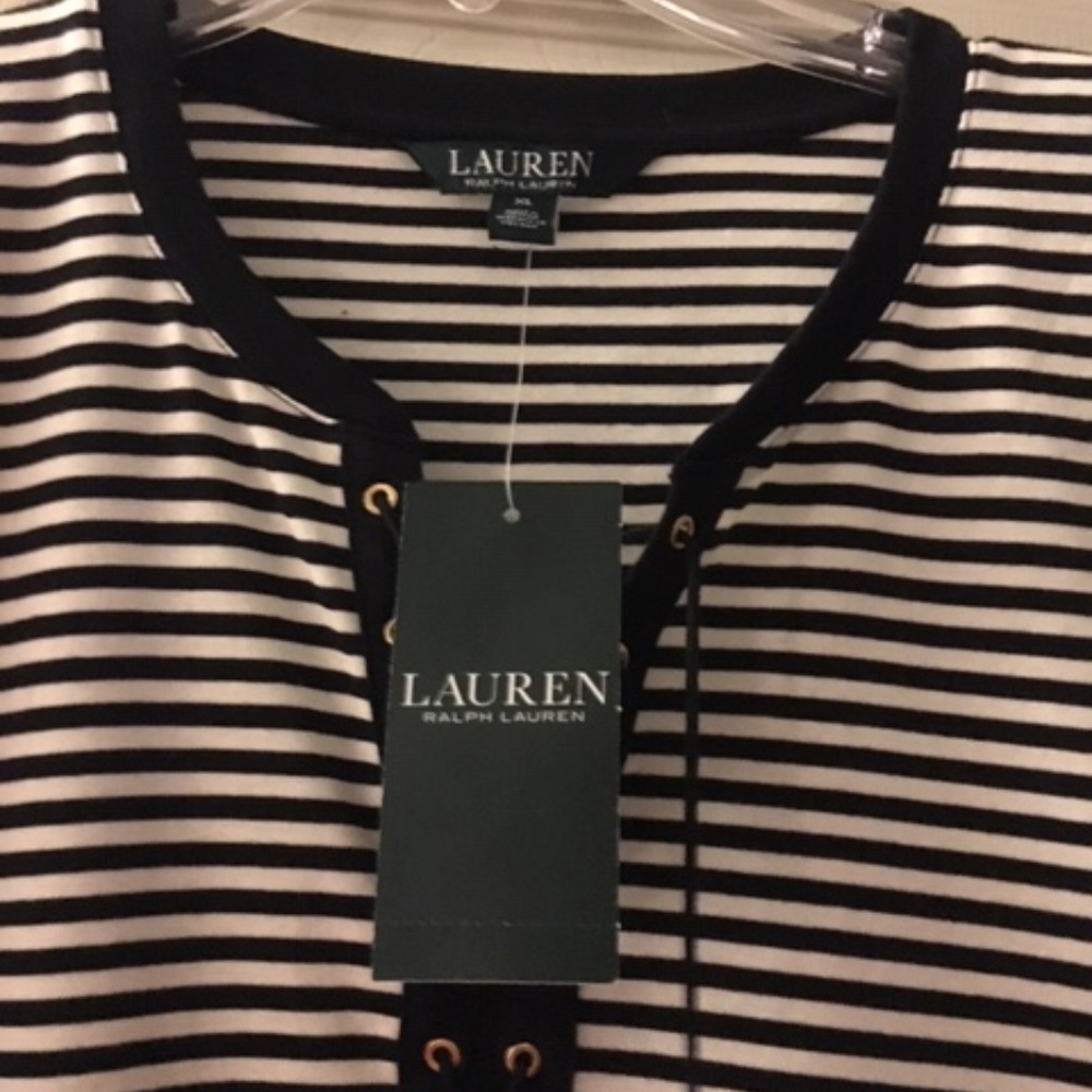 NwT Ralph Lauren Lace up shirt SZ XL Striped